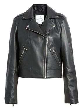 Sam Edelman Women's Lambskin Leather Moto Jacket, Black, Size XS